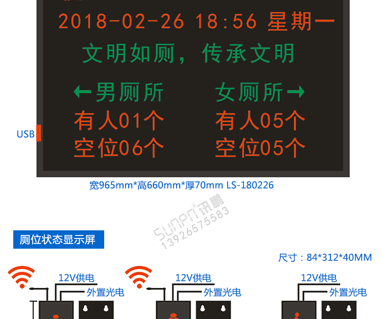 廁所狀態(tài)屏產(chǎn)品結(jié)構(gòu)圖