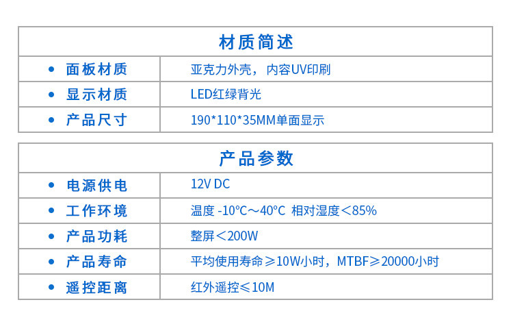 廁所有人無人狀態顯示屏產品參數