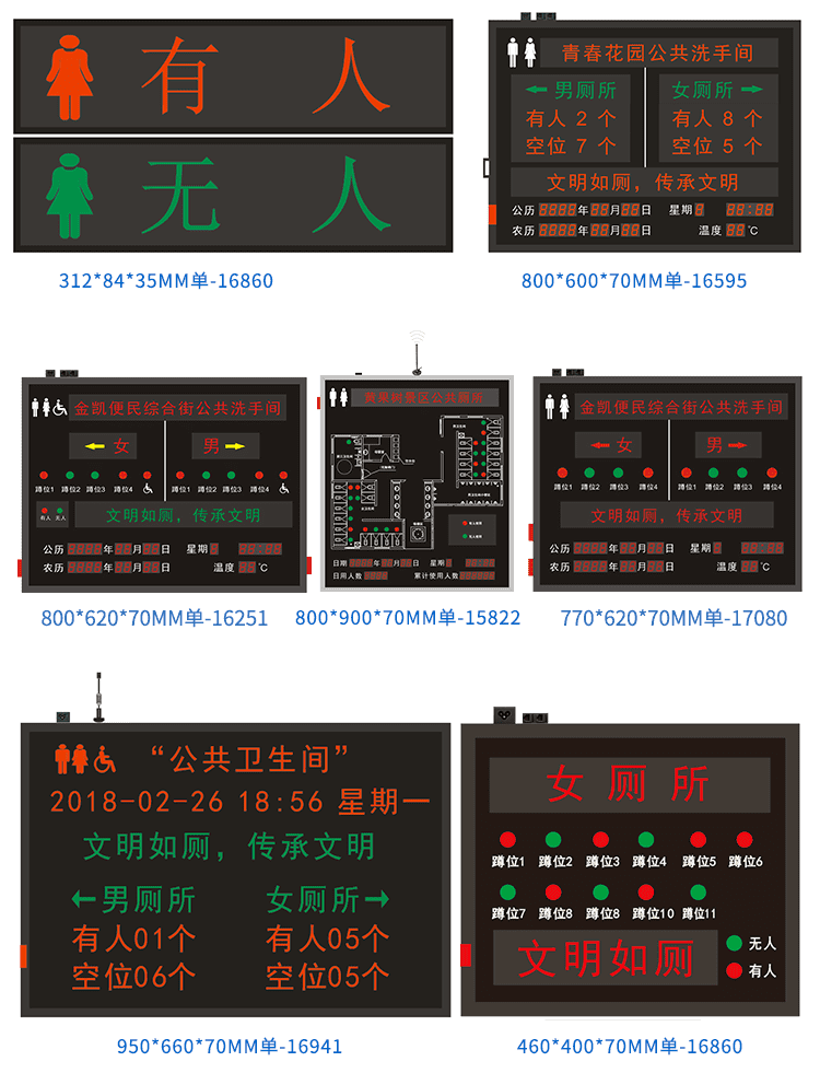廁所有人無人狀態顯示屏案例參考