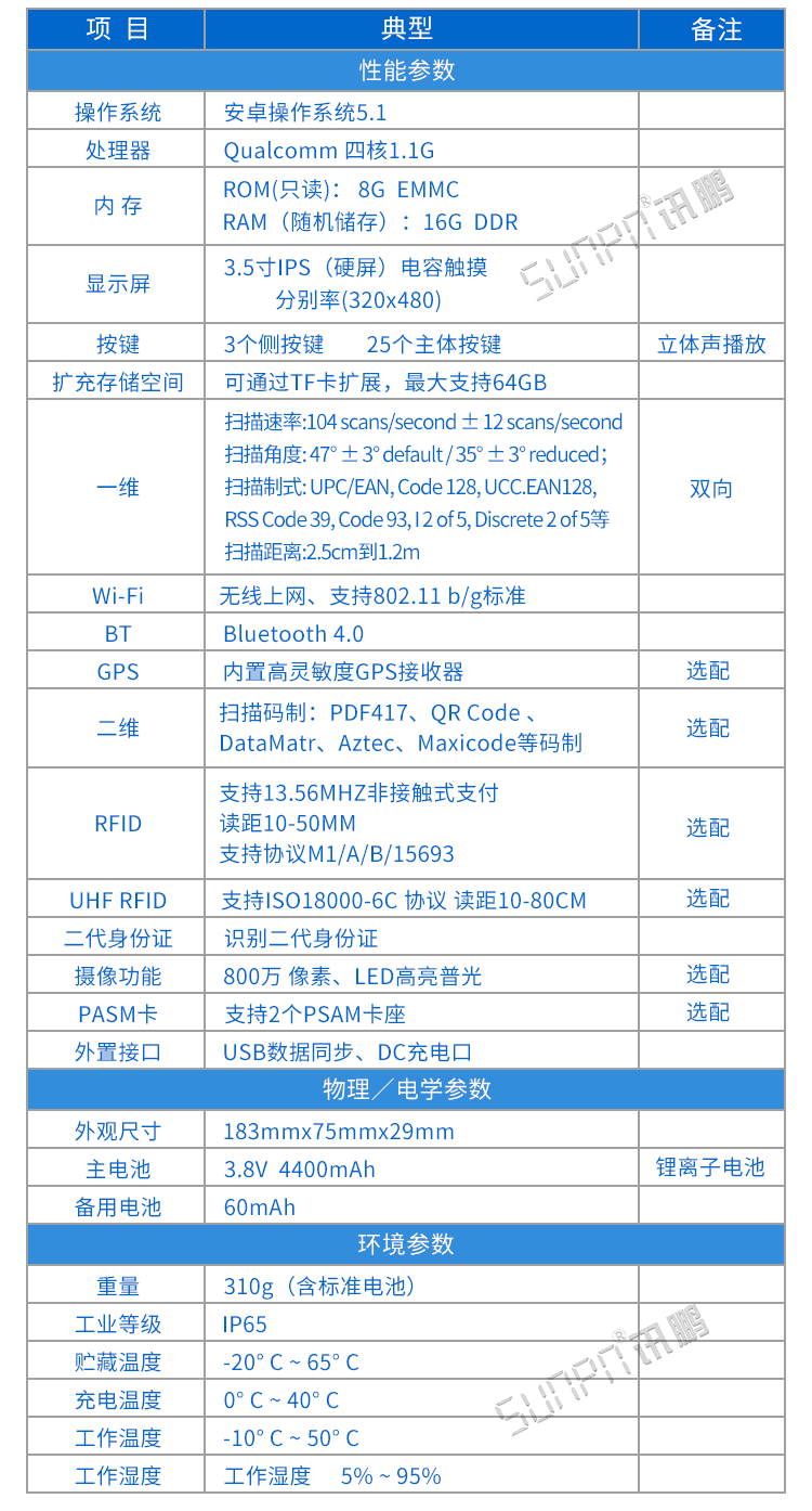 MES系統手持終端產品參數