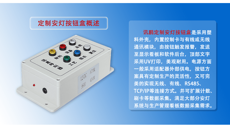 訊鵬無(wú)線安燈呼叫狀態(tài)系統(tǒng)定制按鈕盒
