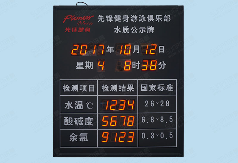 游泳池水質(zhì)在線監(jiān)測系統(tǒng)-水溫余氯PH值傳感器實時在線檢測儀與LED顯示屏數(shù)據(jù)通訊對接