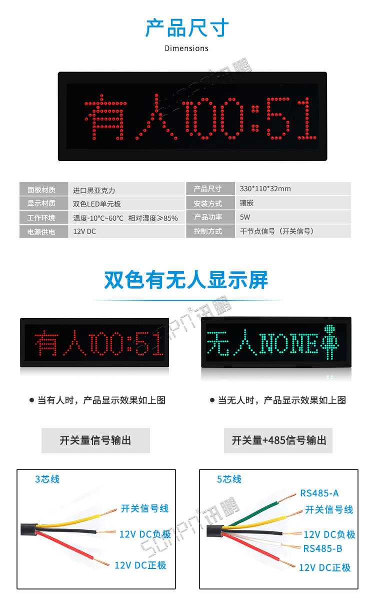 廁所有人無人顯示屏產品參數