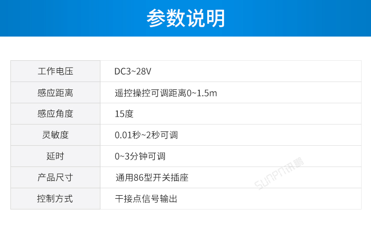 86面板感應器參數說明 86面板感應器參數說明
